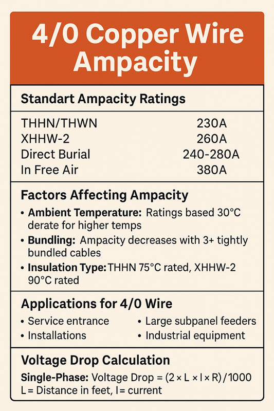 4 0 copper wire ampacity
