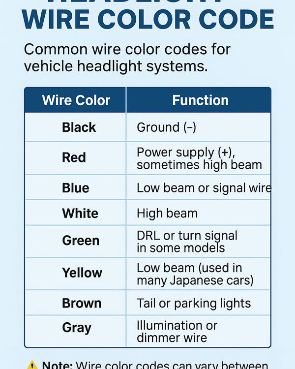 Headlight Wire Color Code: Complete Guide for DIY and Automotive Repairs