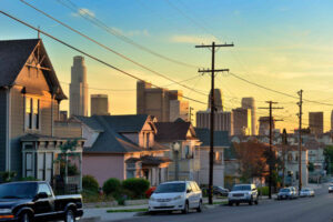 overhead electric cables to house