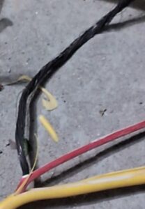 blackened electrical wires